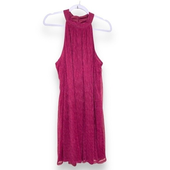 Nine West Dresses Nine West Mockneck SleevelesSwing Mini Dress Metallic Burgundy - Picture 7 of 15